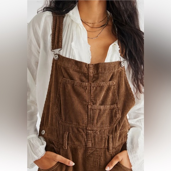 Free People Ziggy Cord Overalls Wild Mustang L We The Free - Picture 2 of 9